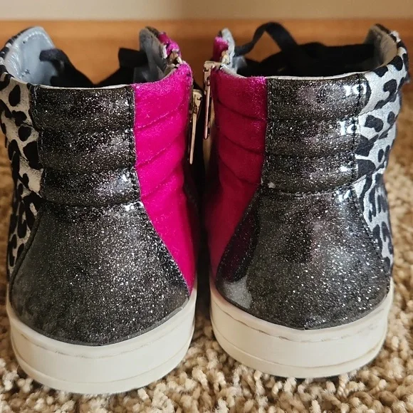 P448 Made In Italy Stylish Women's Leopard Print High-Top Sneakers With Zippers - Picture 5 of 16